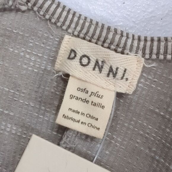 Donni Sandwash Cardigan Womens Plus One Size Striped Open Front - Picture 6 of 10